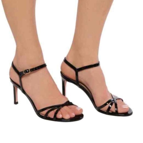 Stuart Weitzman Starla 80 Ankle Strap Leather Metallic...